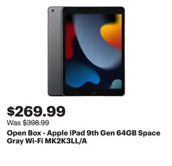 Best Buy Open Box - Apple iPad 9th Gen 64GB Space Gray Wi-Fi MK2K3LL/A offer