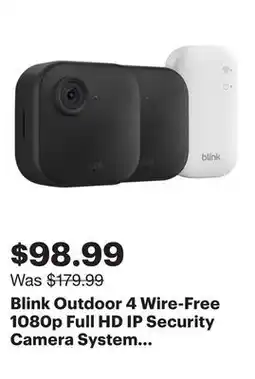 Best Buy Blink Outdoor 4 Wire-Free 1080p Full HD IP Security Camera System with Sync Module Core offer
