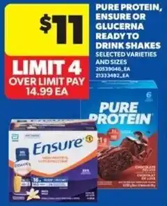 Real Canadian Superstore Pure protein, ensure or glucerna ready to drink shakes offer