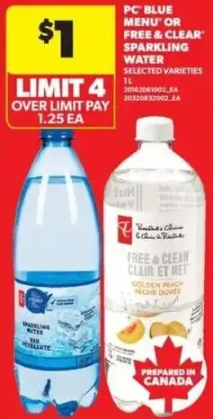 Real Canadian Superstore Pc blue menu or free & clear sparkling water offer