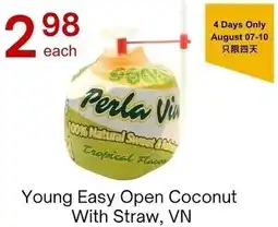 Lucky Supermarket Young Easy Open Coconut With Straw, VN offer