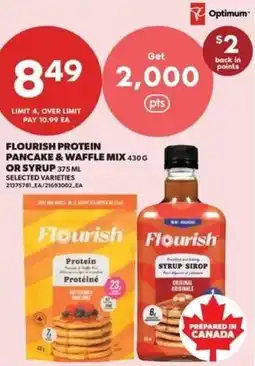 Real Canadian Superstore Flourish protein pancake & waffle mix or syrup offer
