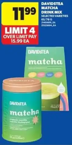 Real Canadian Superstore Davidstea matcha drink mix offer