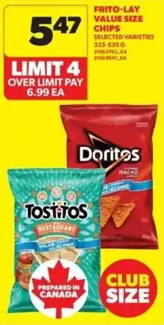 Real Canadian Superstore Frito-lay value size chips offer