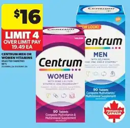 Real Canadian Superstore Centrum men or women vitamins offer