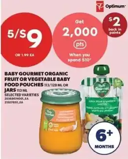 Real Canadian Superstore Baby gourmet organic fruit or vegetable baby food pouches or jars offer