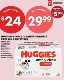 Real Canadian Superstore Huggies simply clean fragrance free 16x baby wipes offer