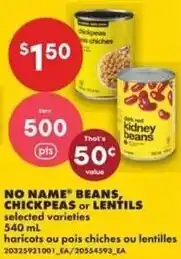 No Frills No name beans, chickpeas or lentils offer