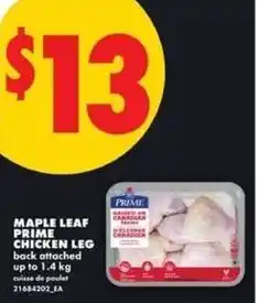 No Frills Maple leaf prime chicken leg offer
