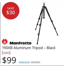 Vistek Manfrotto 190XB Aluminum Tripod - Black [USED] offer