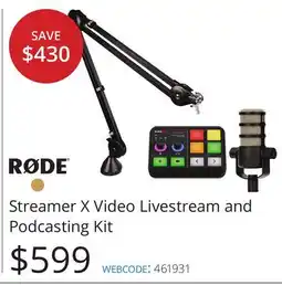Vistek RODE Streamer X Video Livestream and Podcasting Kit offer
