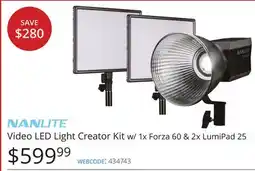 Vistek NANLITE Video LED Light Creator Kit w/ 1x Forza 60 & 2x LumiPad 25 offer