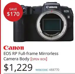 Vistek Canon EOS RP Full-frame Mirrorless Camera Body [OPEN BOX] offer