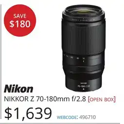 Vistek Nikon NIKKOR Z 70-180mm f/2.8 [open box] offer