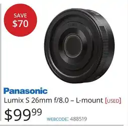 Vistek Panasonic Lumix S 26mm f/8.0 - L-mount offer
