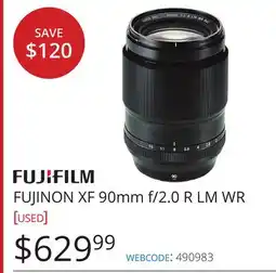 Vistek FUJIFILM FUJINON XF 90mm f/2.0 R LM WR offer