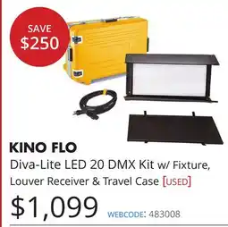Vistek KINO FLO Diva-Lite LED 20 DMX Kit w/ Fixture, Louver Receiver & Travel Case [USED] offer