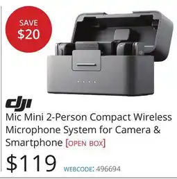 Vistek DJI Mic Mini 2-Person Compact Wireless Microphone System for Camera & Smartphone offer