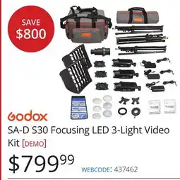 Vistek GODOX SA-D S30 Focusing LED 3-Light Video Kit [ offer