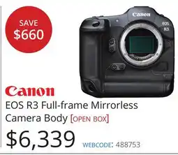 Vistek Canon EOS R3 Full-frame Mirrorless Camera Body offer