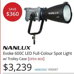 Vistek NANLUX Evoke 600C LED Full-Colour Spot Light w/ Trolley Case offer