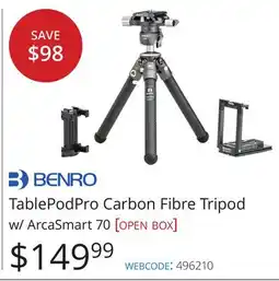 Vistek TablePodPro Carbon Fibre Tripod w/ ArcaSmart 70 offer