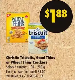No Frills Christie Triscuits, Good Thins or Wheat Thins Crackers offer