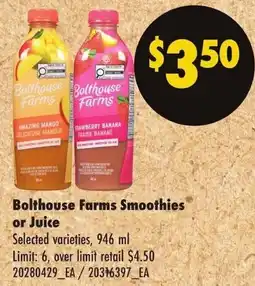 No Frills Bolthouse Farms Smoothies or Juice offer