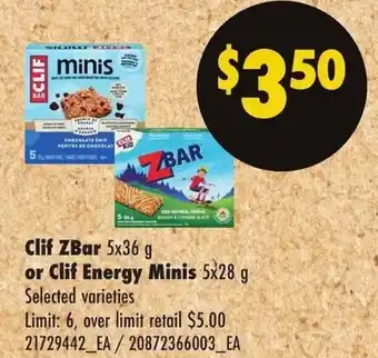 No Frills Clif ZBar or Clif Energy Minis offer