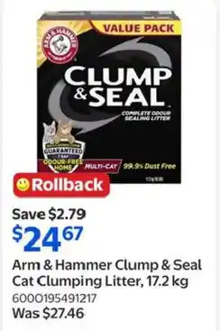 Walmart Arm & Hammer Clump & Seal Cat Clumping Litter offer