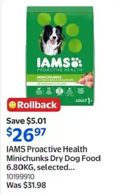 Walmart IAMS Proactive Health Minichunks Dry Dog Food offer
