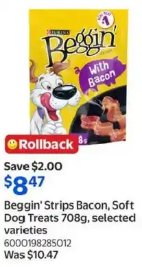 Walmart Beggin Strips Bacon, Soft Dog Treats offer
