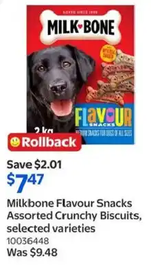 Walmart Milkbone Flavour Snacks Assorted Crunchy Biscuits offer