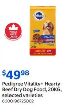 Walmart Pedigree Vitality+ Hearty Beef Dry Dog Food offer