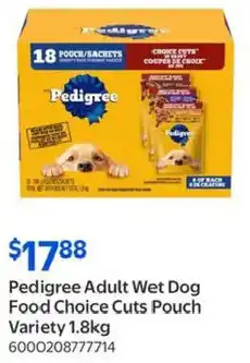 Walmart Pedigree Adult Wet Dog Food Choice Cuts Pouch offer