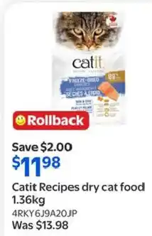 Walmart Catit Recipes dry cat food offer