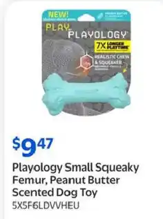 Walmart Playology Small Squeaky Femur, Peanut Butter Scented Dog Toy offer