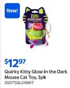 Walmart Quirky Kitty Glow in the Dark Mouse Cat Toy offer