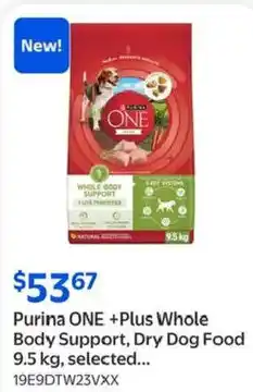 Walmart Purina ONE +Plus Whole Body Support, Dry Dog Food offer