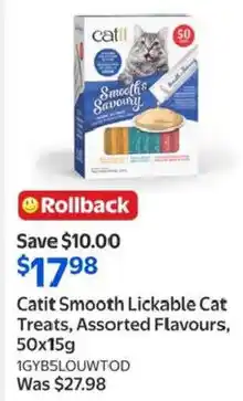 Walmart Catit Smooth Lickable Cat Treats, Assorted Flavours offer