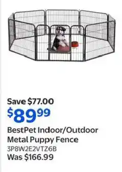 Walmart BestPet Indoor/Outdoor Metal Puppy Fence offer
