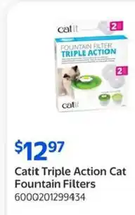 Walmart Catit Triple Action Cat Fountain Filters offer