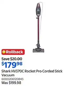 Walmart Shark hv370c rocket pro corded stick offer