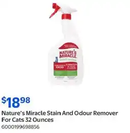 Walmart Nature's miracle stain and odour remover for cats offer