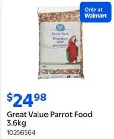 Walmart Great value parrot food offer