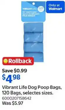 Walmart Vibrant Life Dog Poop Bags, 120 Bags offer