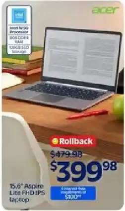 Walmart 15.6" Aspire Lite FHD IPS laptop offer