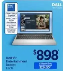 Walmart Dell 16" Entertainment Laptop Each offer