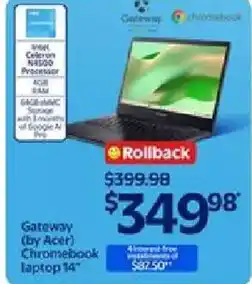 Walmart Gateway (by Acer) Chromebook laptop 14" offer