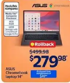 Walmart ASUS Chromebook laptop 14" offer